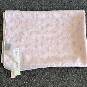 Bloomingdale’s Aqua Light Pink Scarf Flamingos Palm Trees Cactus Rose Gold NWT